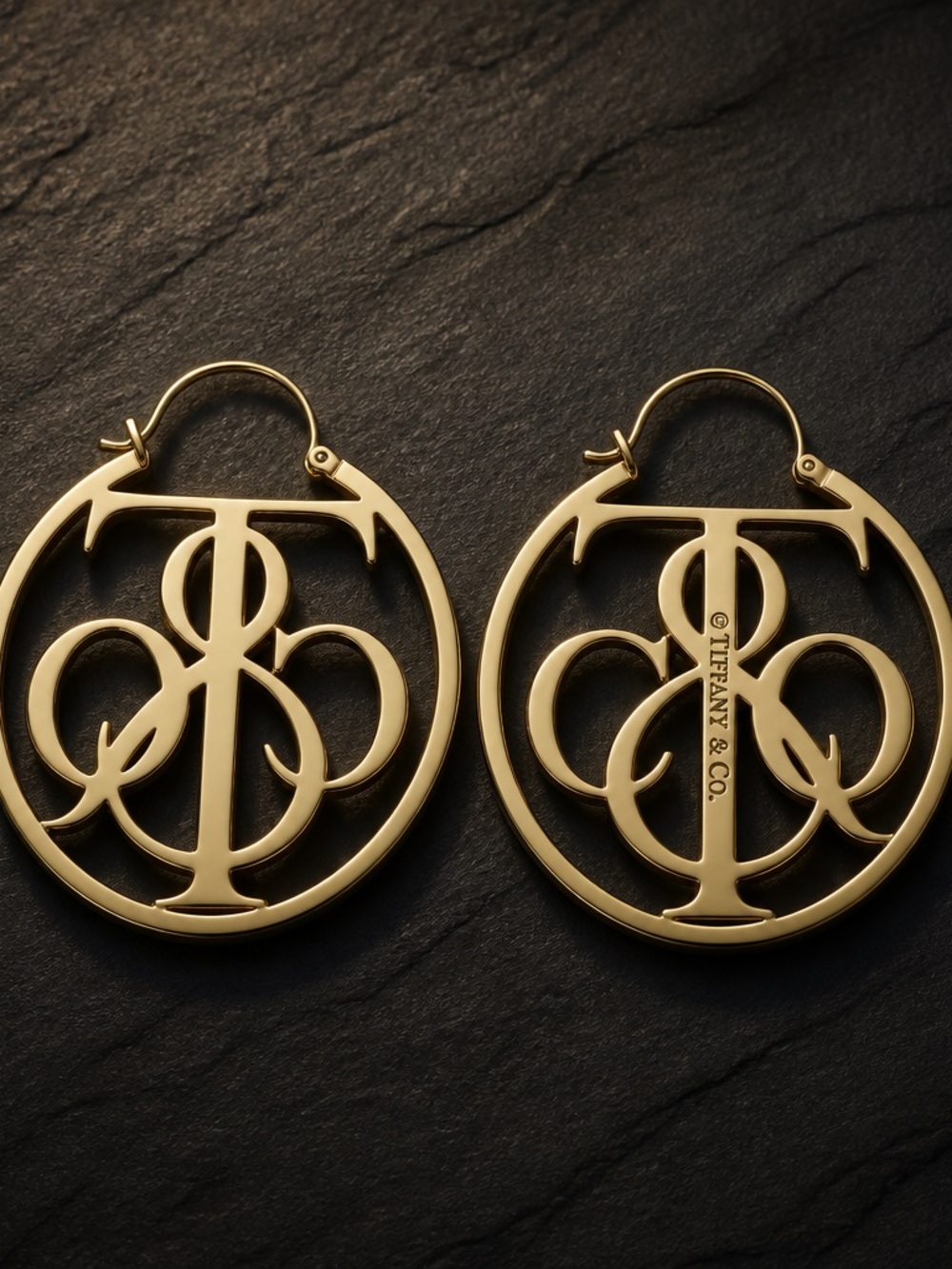 Gold-Tone Monogram Hoop Earrings